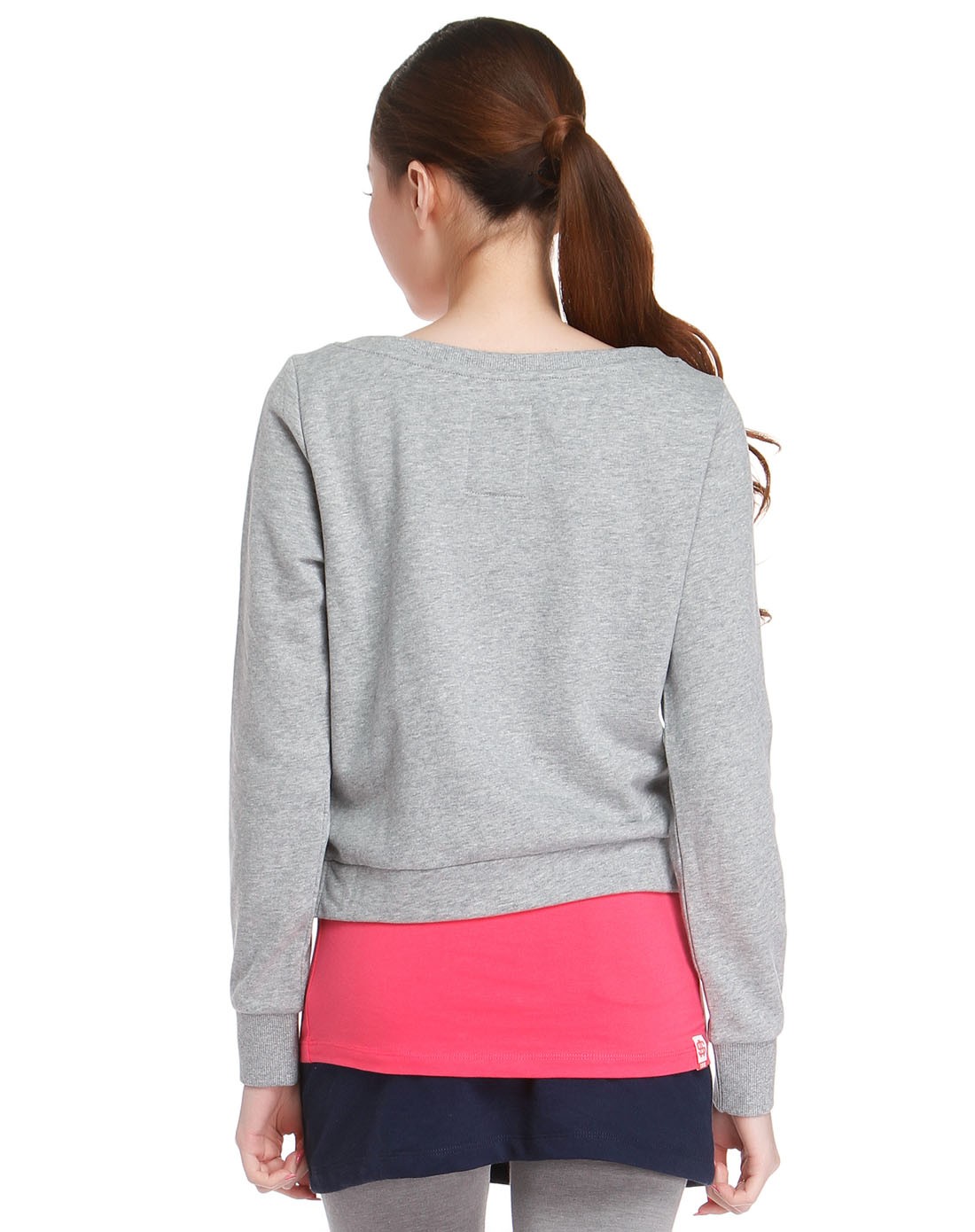 女款灰配玫红色长袖两件套 生活系列