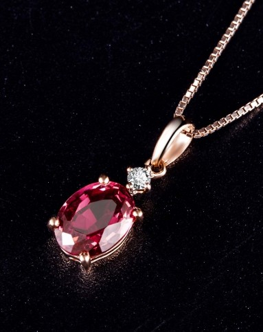 18k金石榴石钻石吊坠