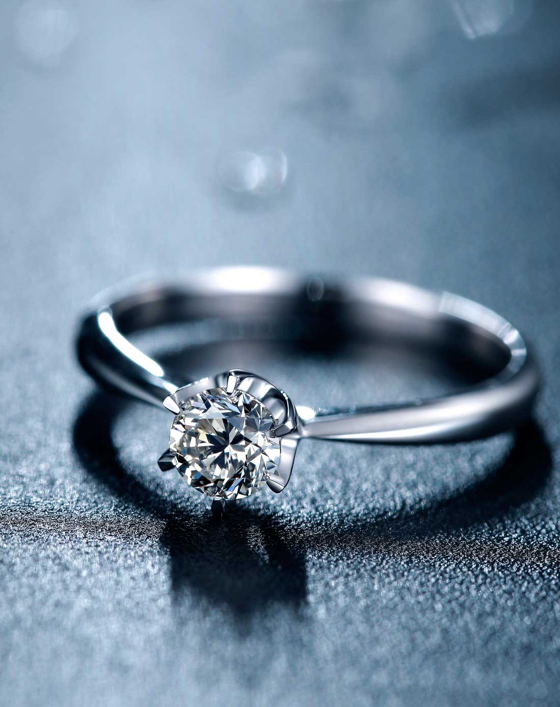 珂兰钻石饰品专场-18k白金豪华单钻40分结婚求婚钻戒经典六爪