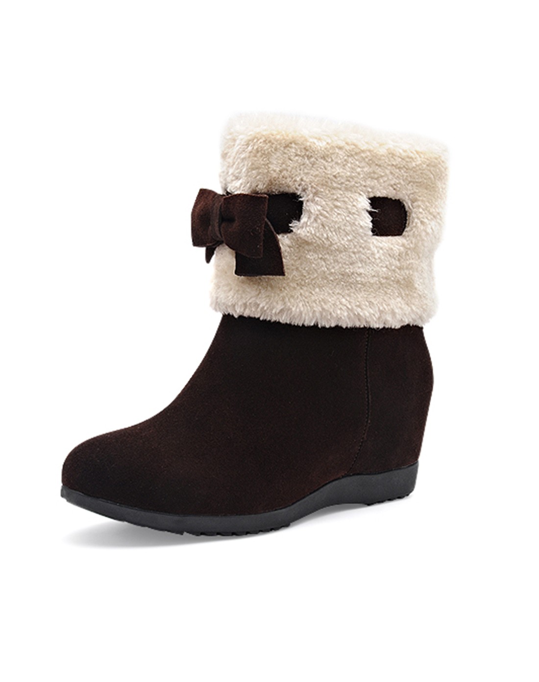 2014冬季新品反绒牛皮棕色甜美棉靴