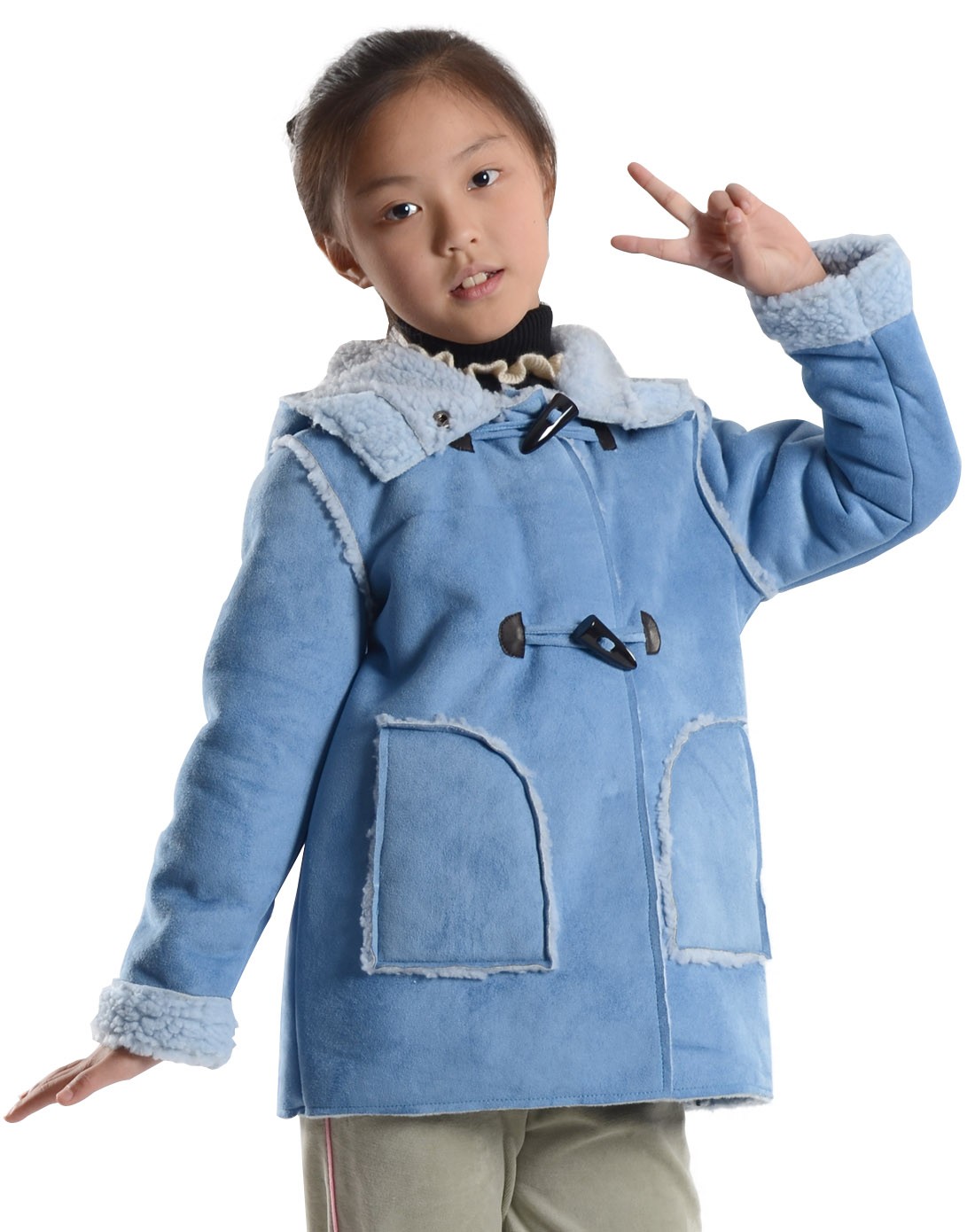 儿童棉服特惠专场-帕菲帕贝 女童浅蓝色加绒外套