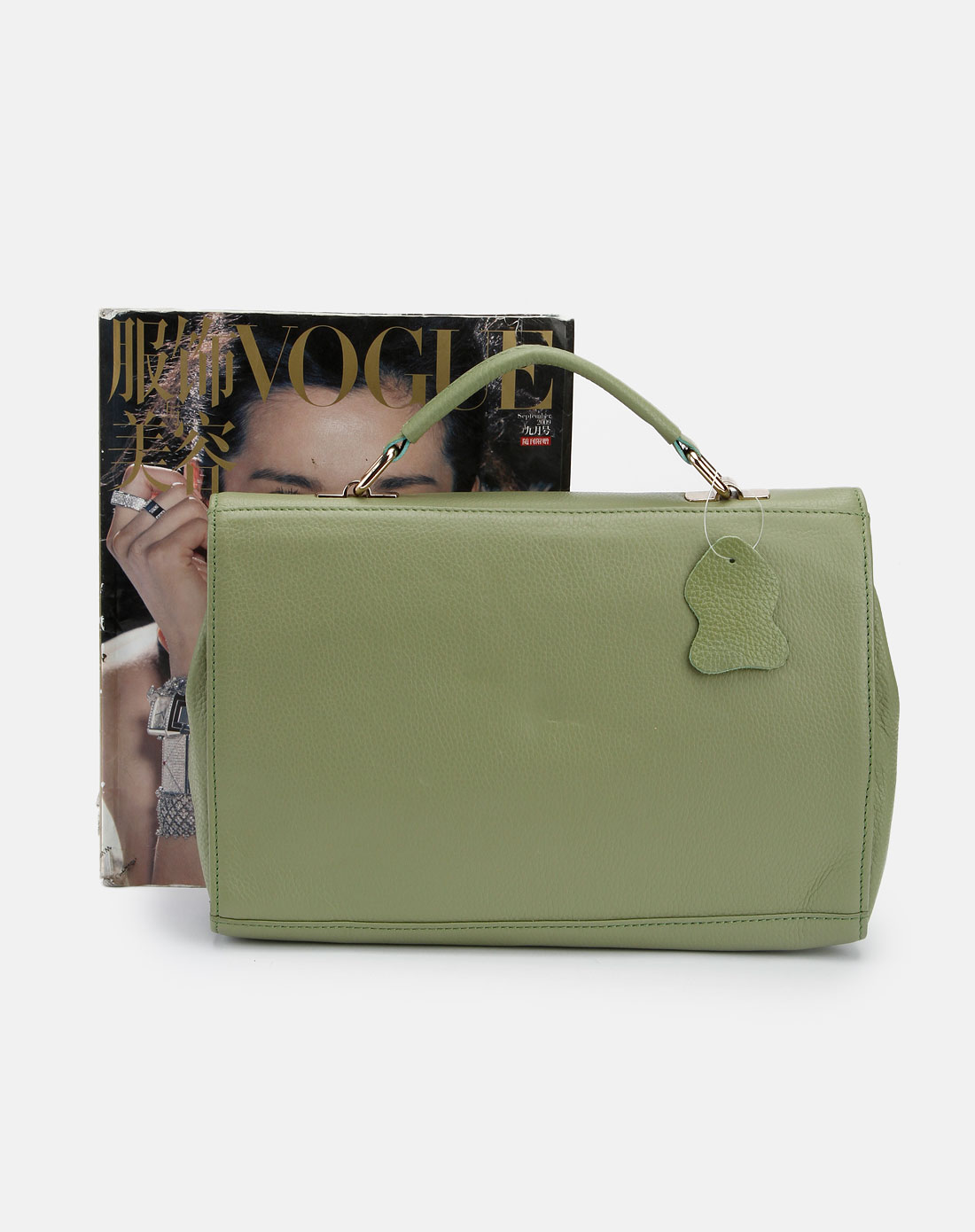 淡绿色时尚简约斜挎手拎包