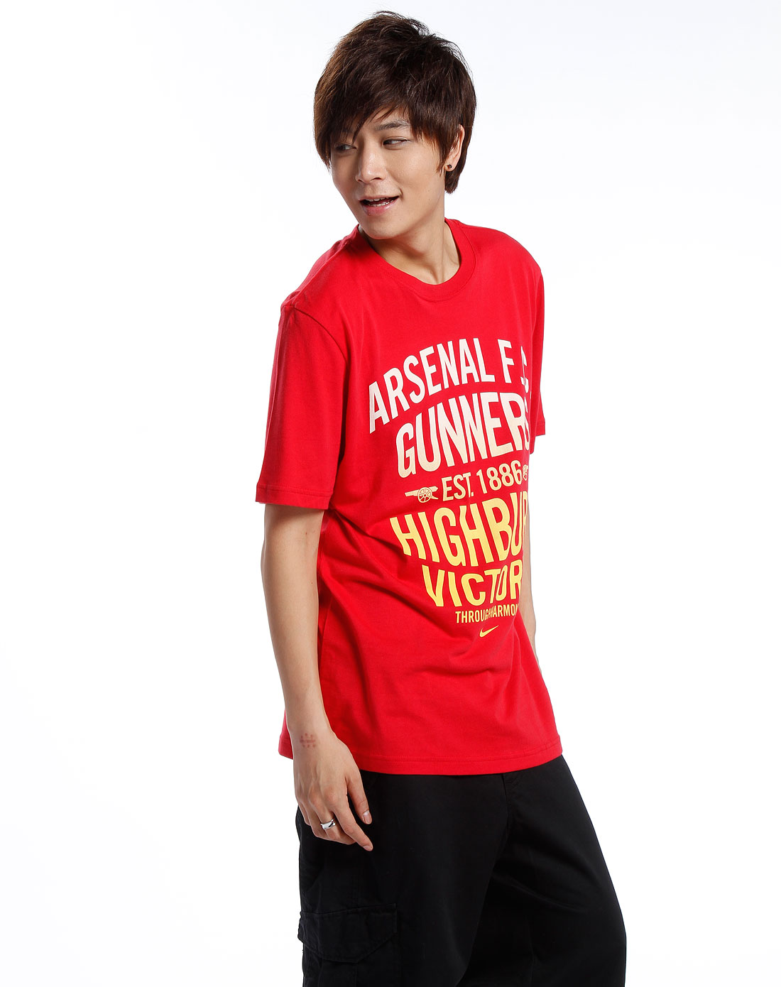 男款红色印字短袖t恤