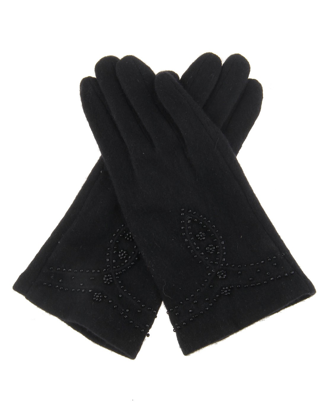 花纹钉珠羊毛手套