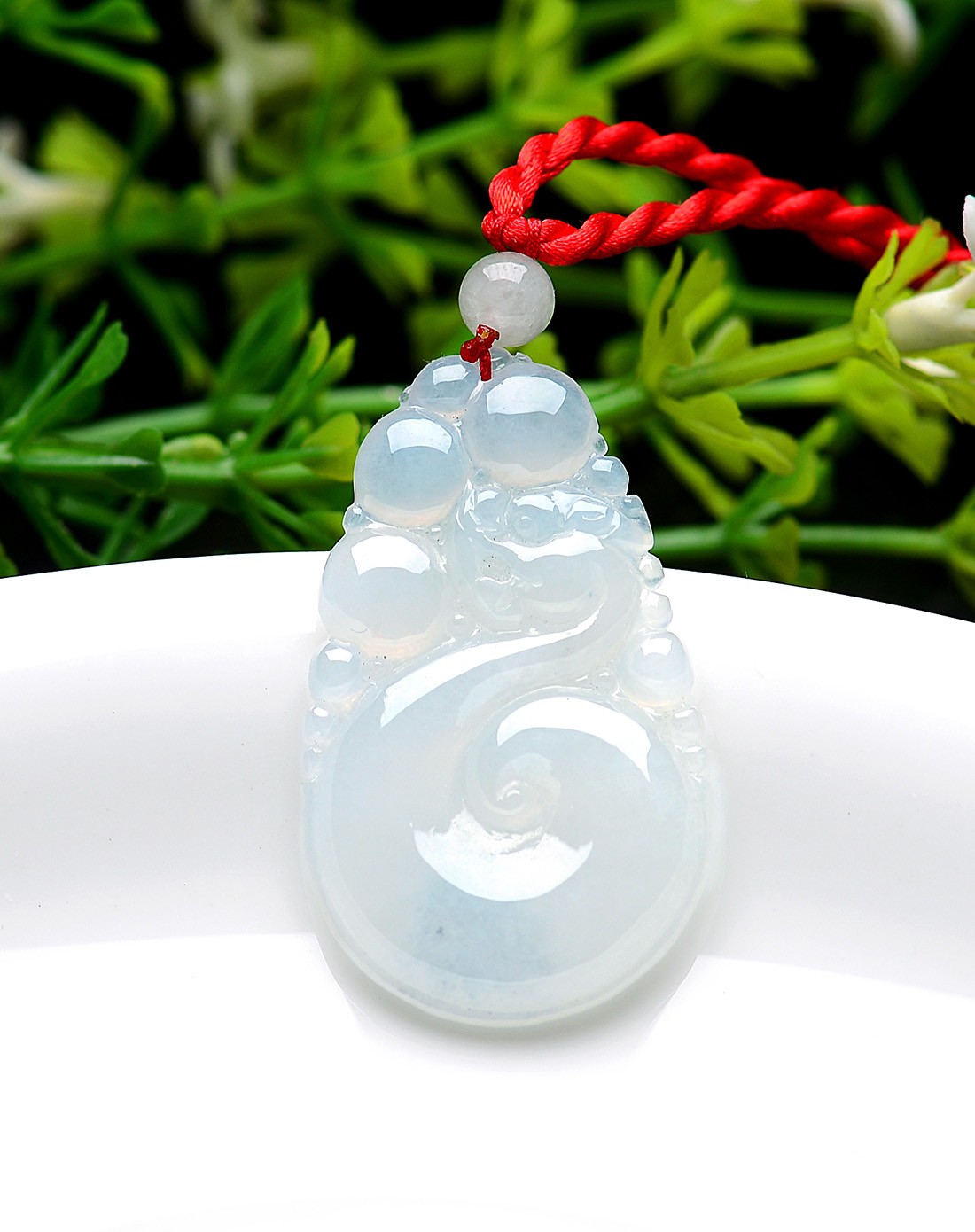 高冰种饱满晶莹剔透事事如意吊坠a货翡翠(附权威证书)