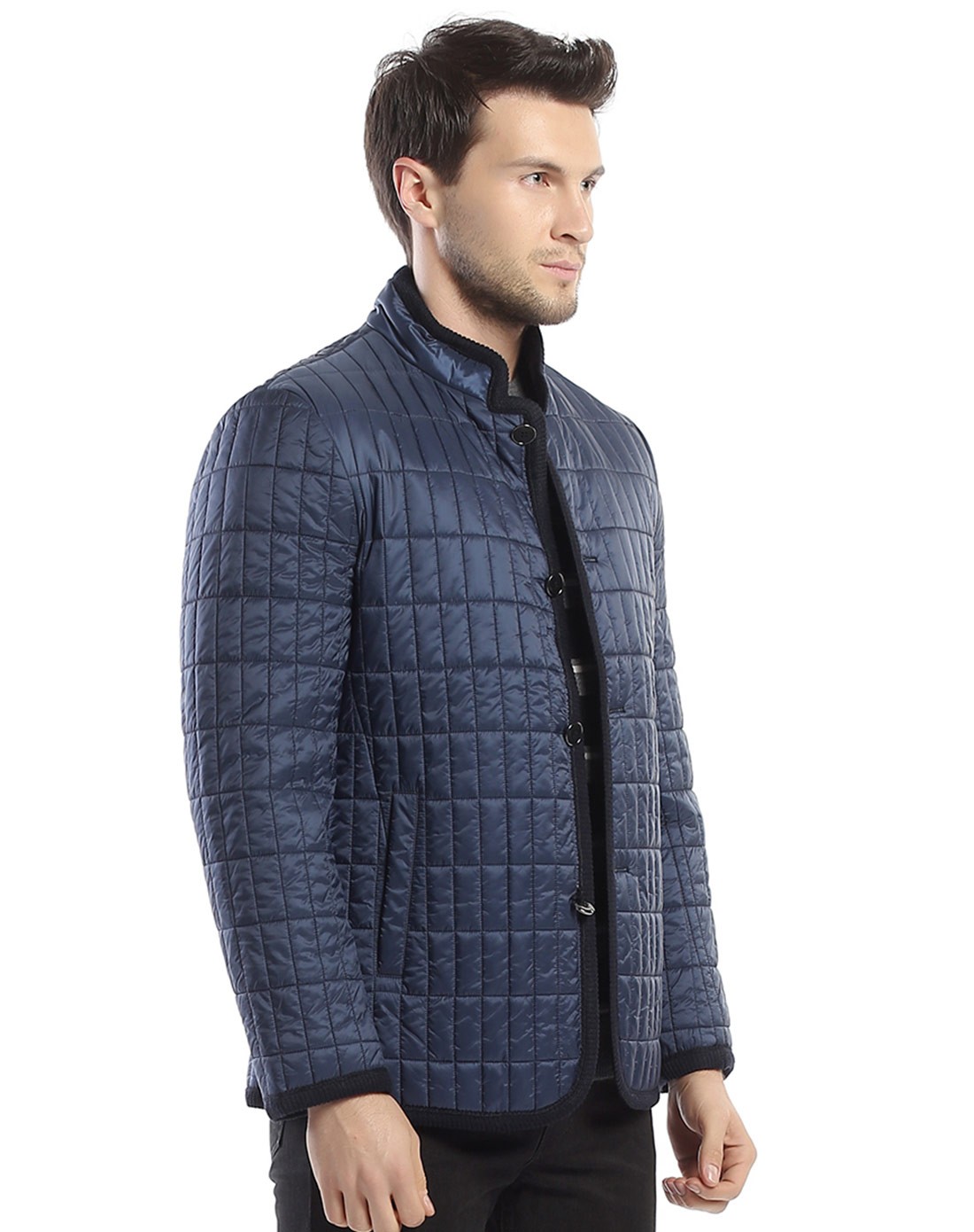 藏青色休闲棉服