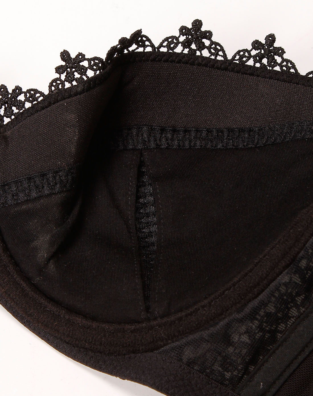 黑色绣花青春亮丽3/4薄杯文胸