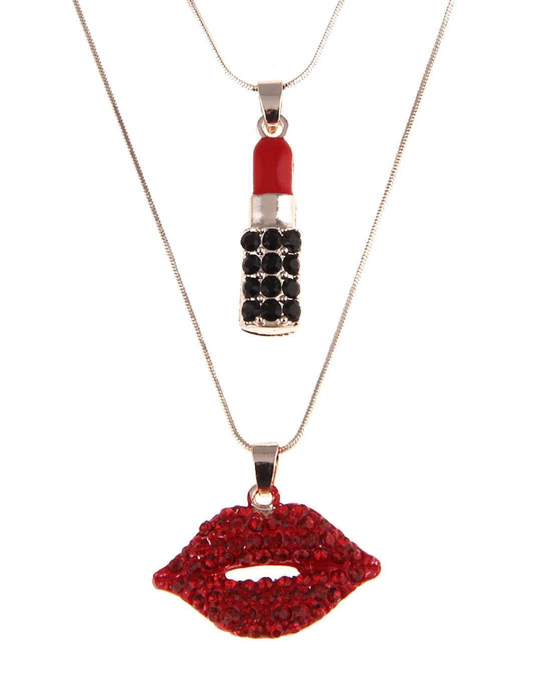 性感红唇口红项链