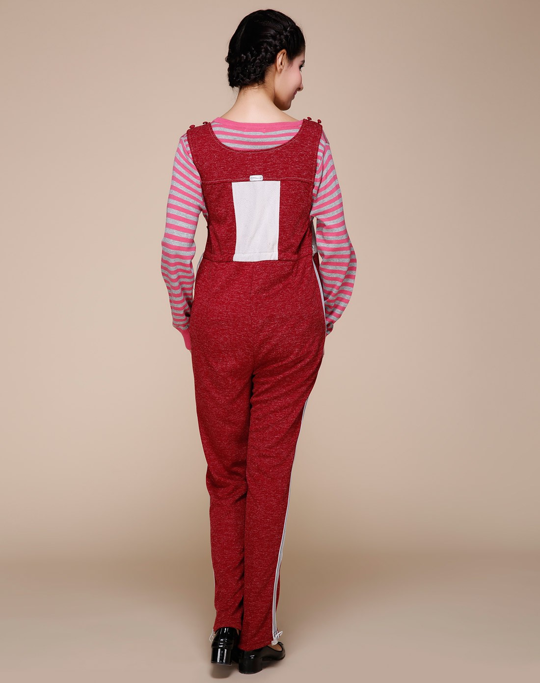 女款孕妇红色背带裤