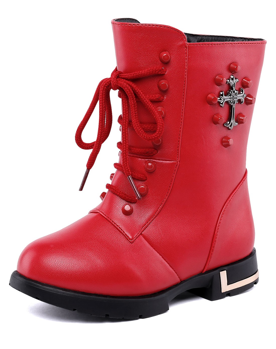 木木屋时尚高档女童大红皮鞋