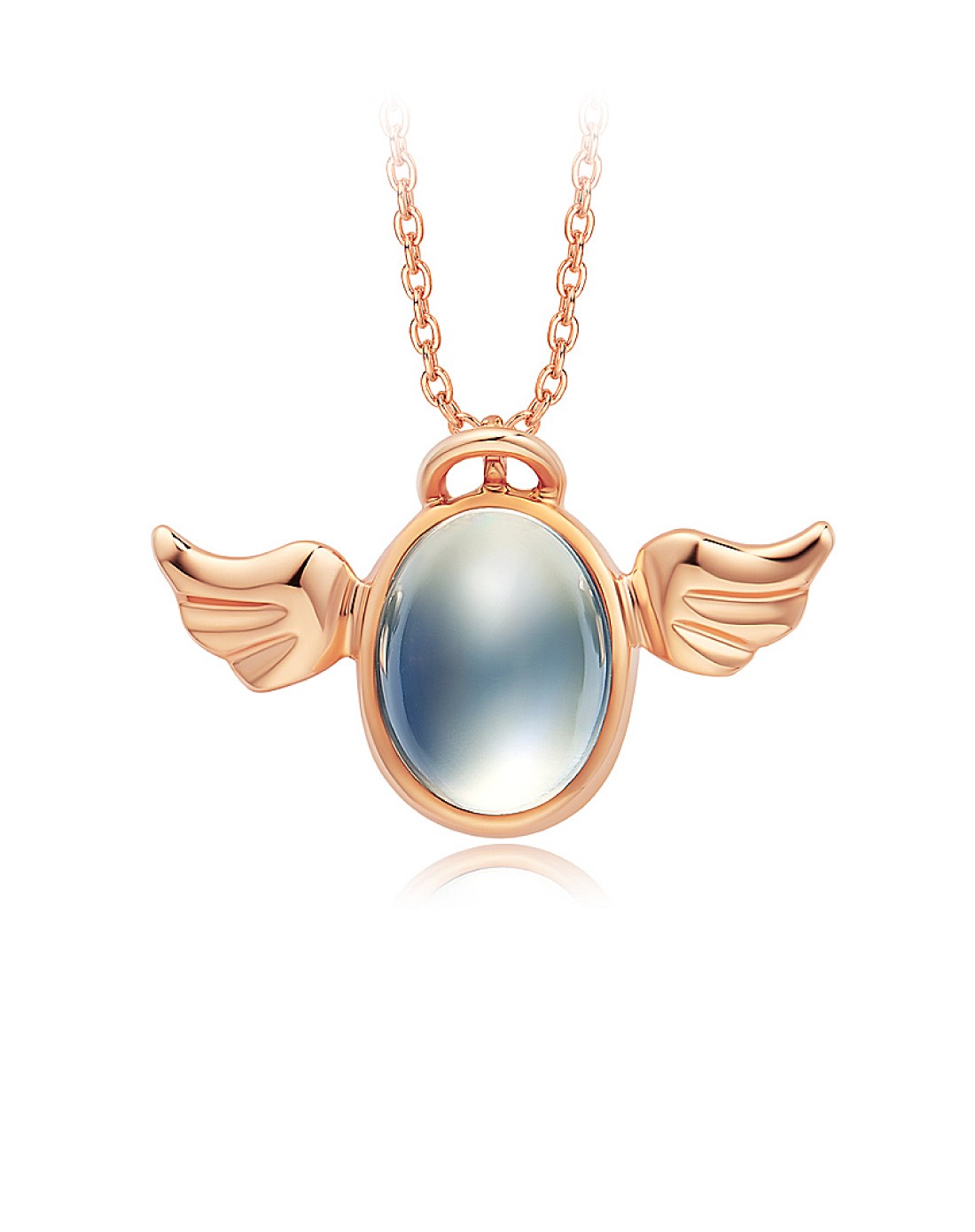 周大福chow tai fook珠宝专场-天使的翅膀月光石18k金项链/吊坠