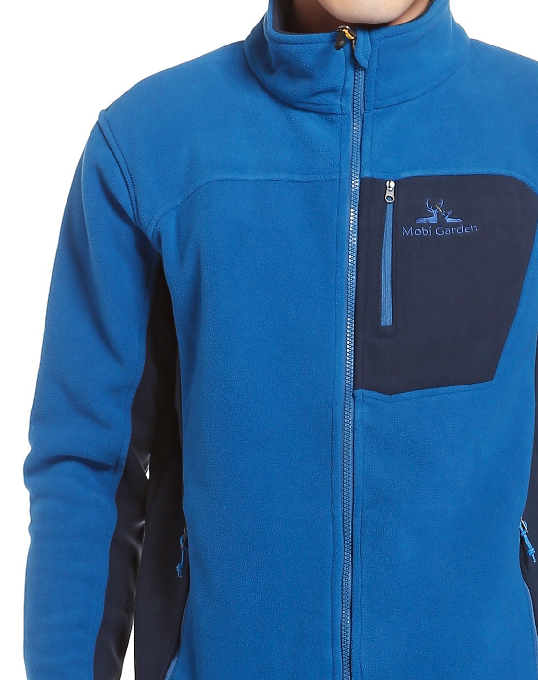 男款普蓝色长袖复合抓绒服 柔软舒适