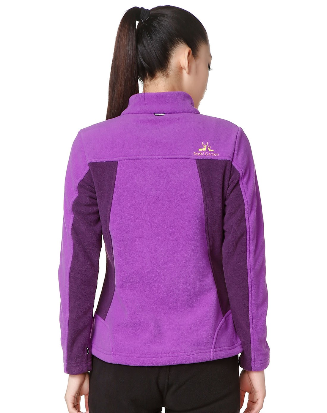 女款深洋红色连帽长袖冲锋衣 保暖防风