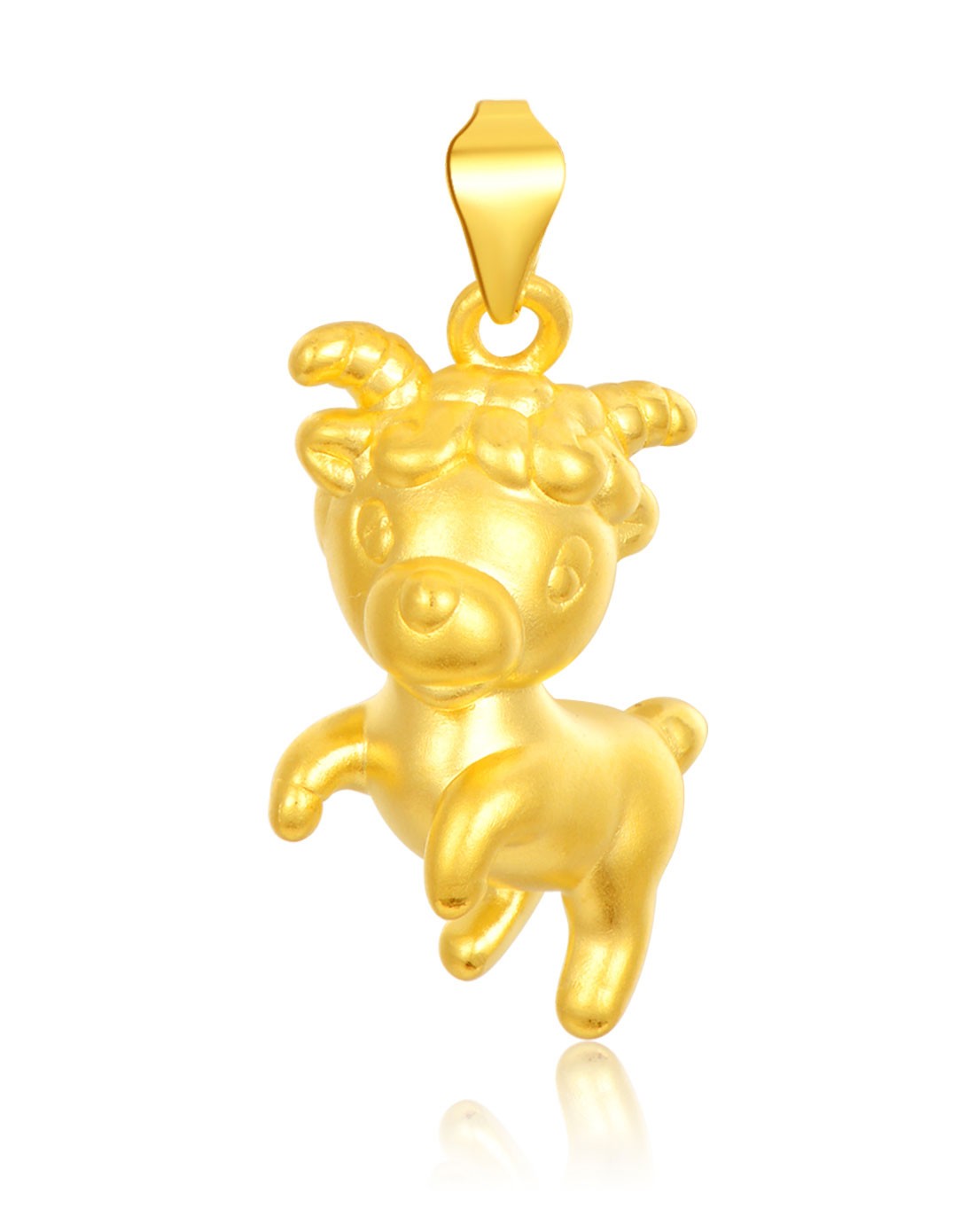 q生肖羊3d硬999千足金吊坠黄金吊坠羊年男女款项链