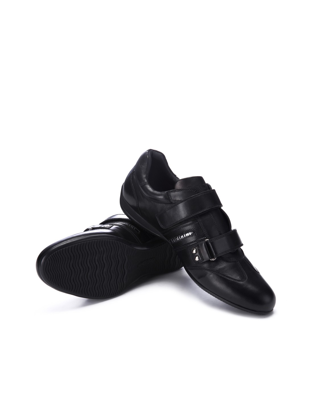 baldinini男士黑色羊皮魔术贴休闲平底男鞋