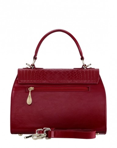 浅枣红摩登立体编织纹牛皮手提/斜挎包