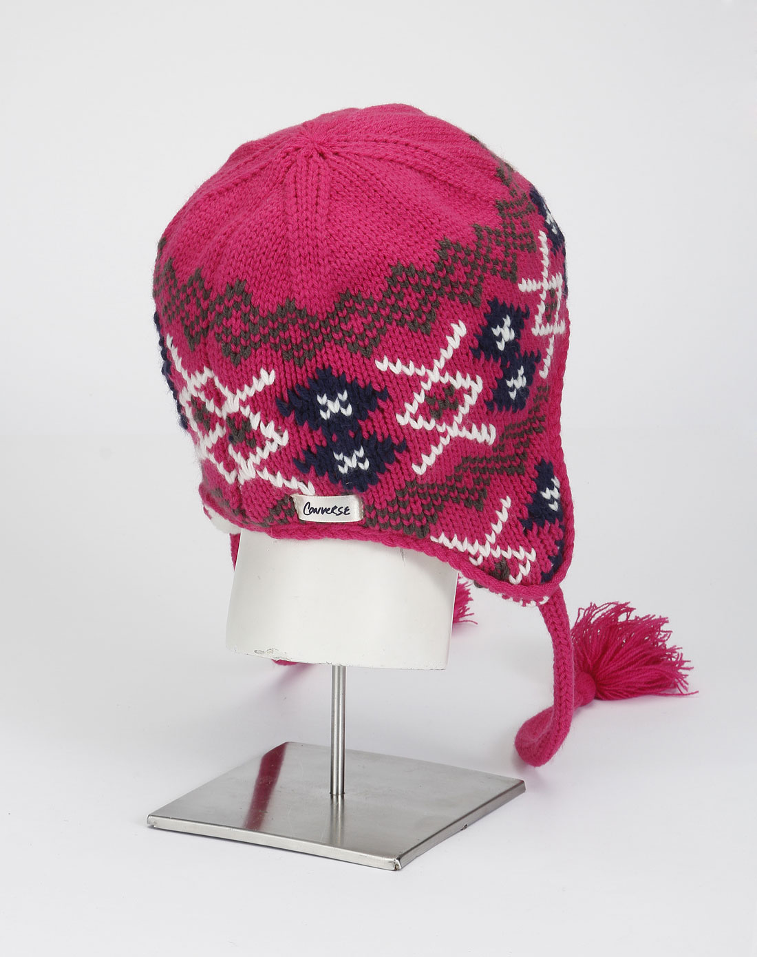 女款洋红色针织帽