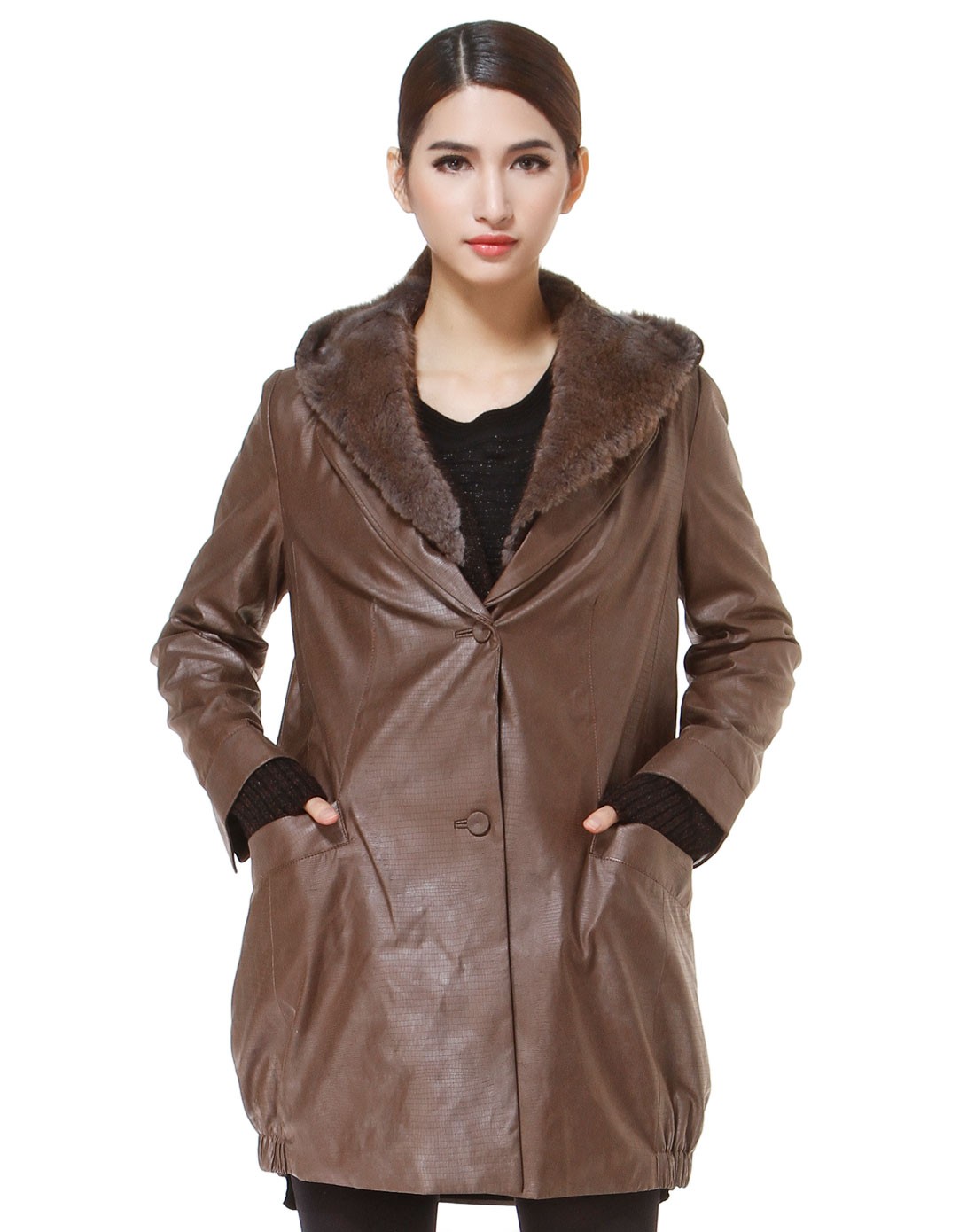 红人honrn深咖色连帽潮流两件套长袖长款外套h94mn372325_唯品会