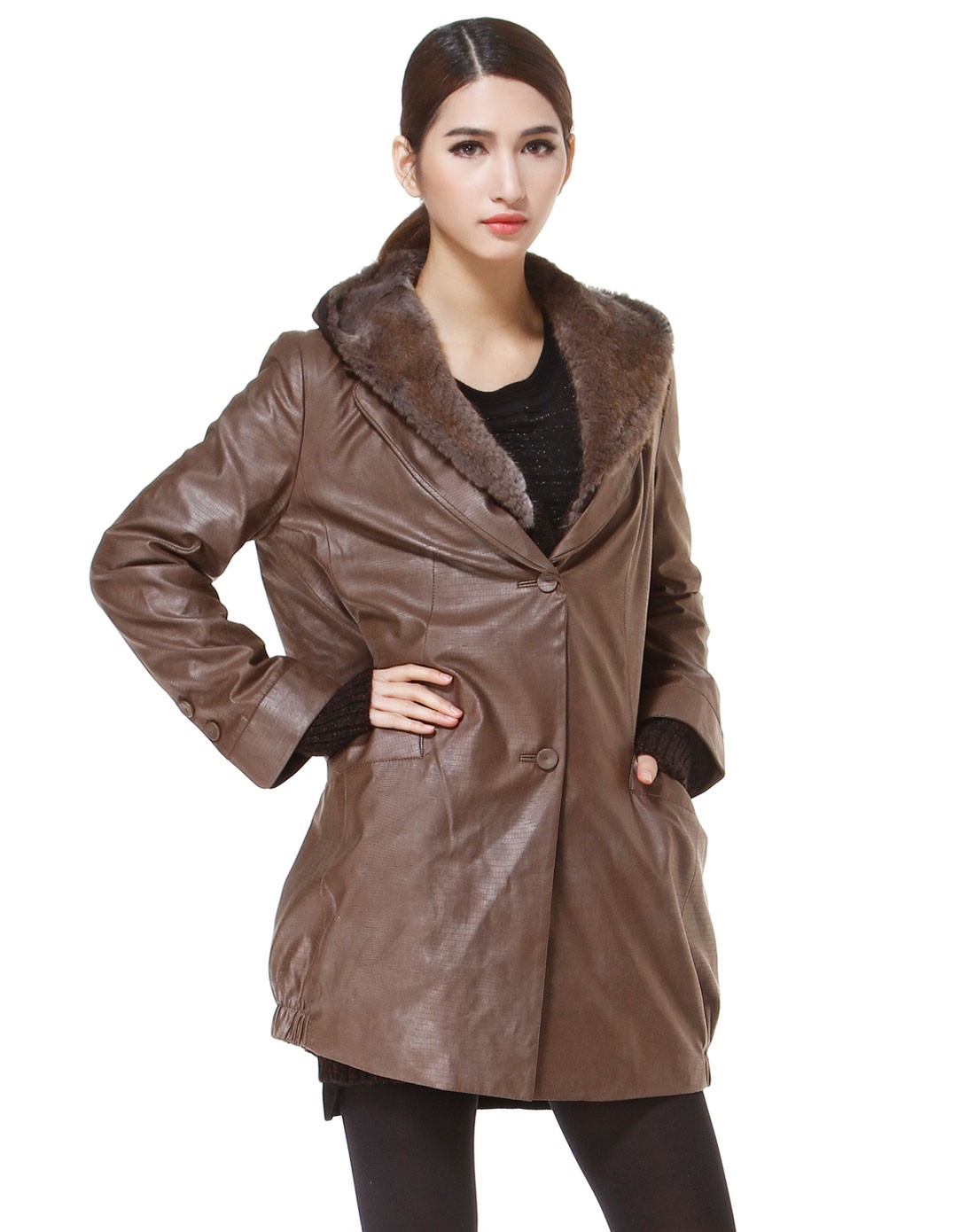 红人honrn深咖色连帽潮流两件套长袖长款外套h94mn372325_唯品会