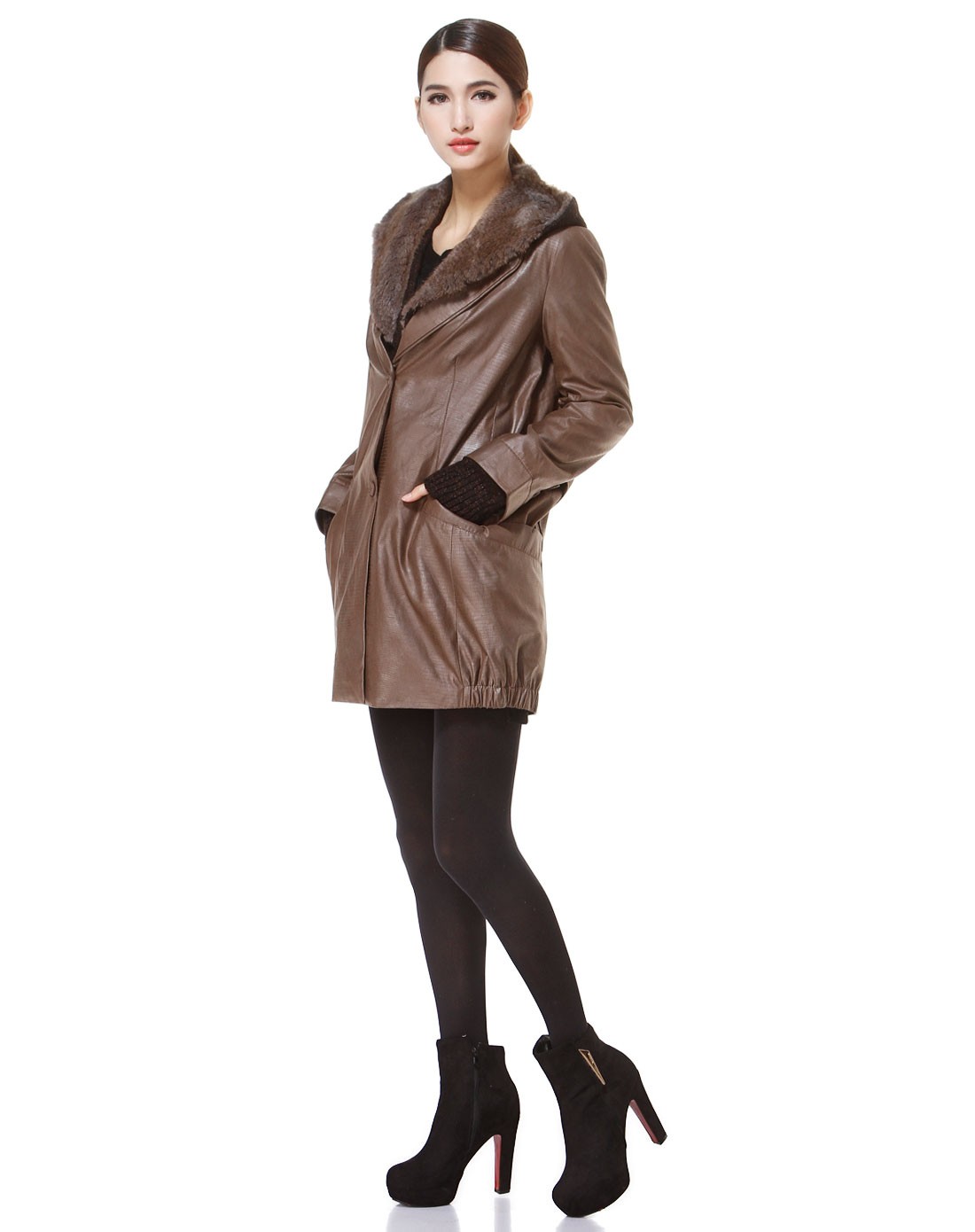 红人honrn深咖色连帽潮流两件套长袖长款外套h94mn372325_唯品会