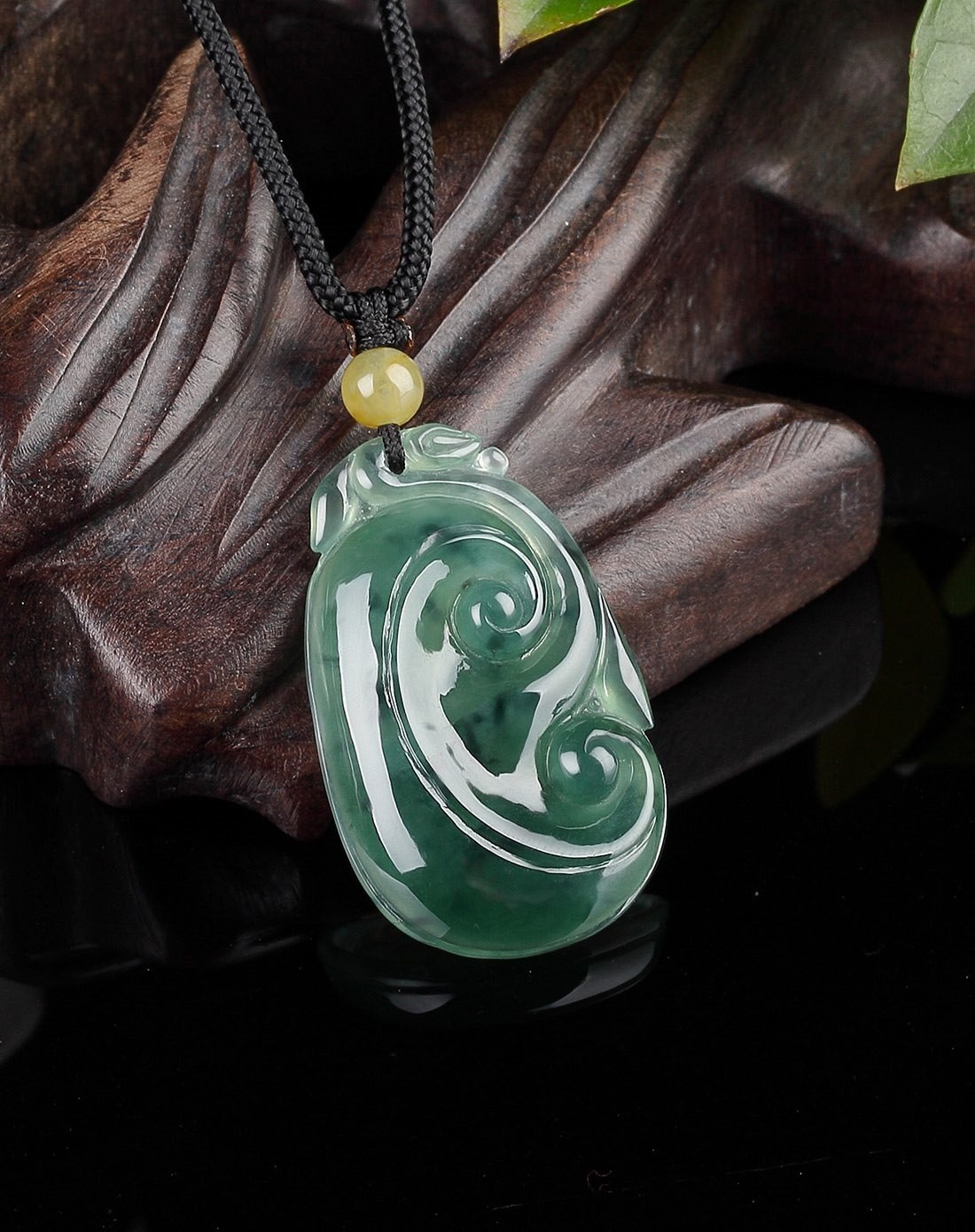 精雕天然a货翡翠雕刻蓝水种事事如意吊坠(附权威鉴定证书)