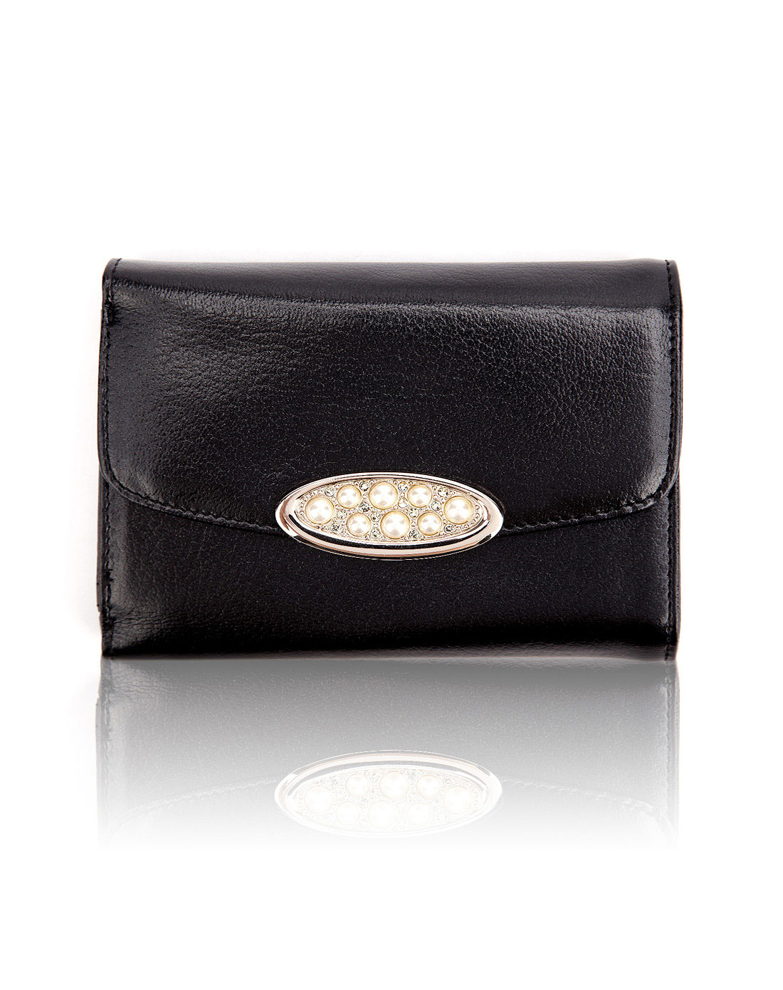 s.polo assn.女包专场-女款黑色牛皮横款钱包