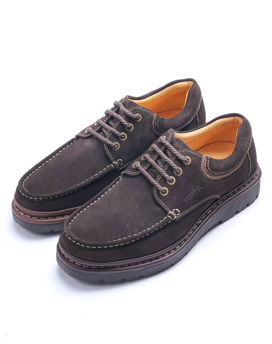 男款棕色时尚休闲绑带皮鞋