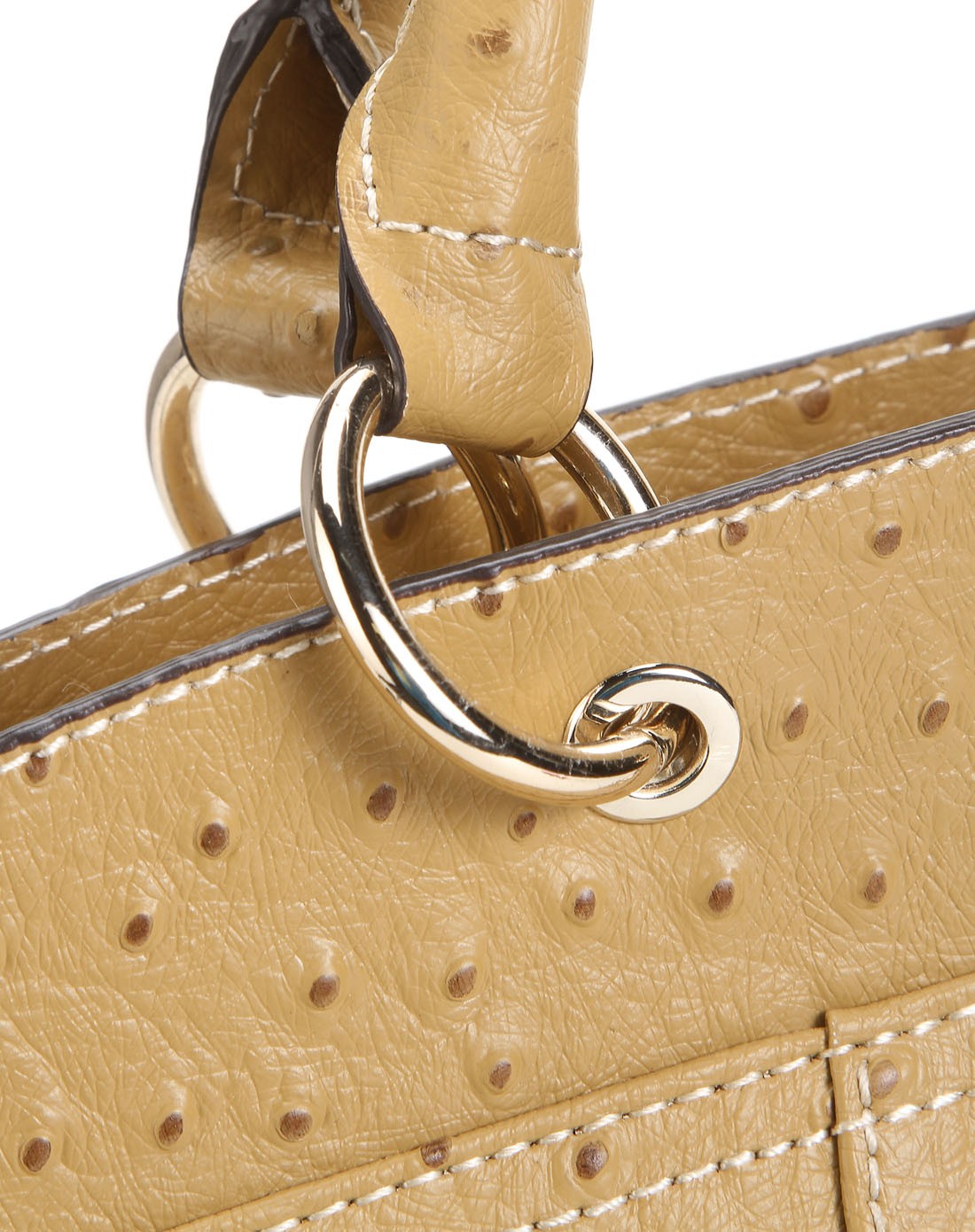 elle牛皮鸵鸟纹手提包