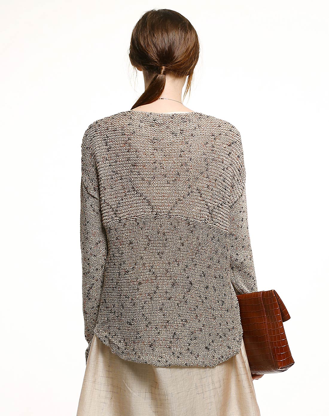 ein亚麻色潮流百搭长袖针织衫