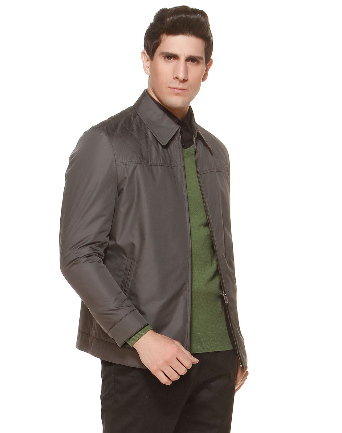 尼诺里拉ninoriva男装专场 灰色兔毛皮内胆简约大方尼克服