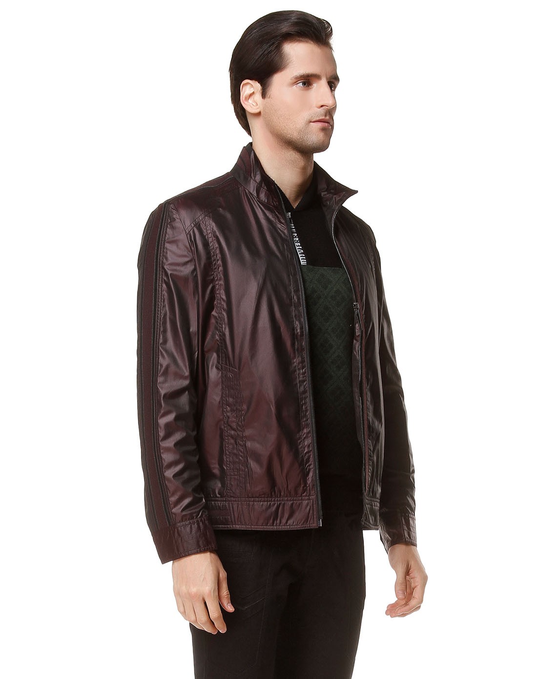 verri男装专场 深红色简约休闲长袖外套