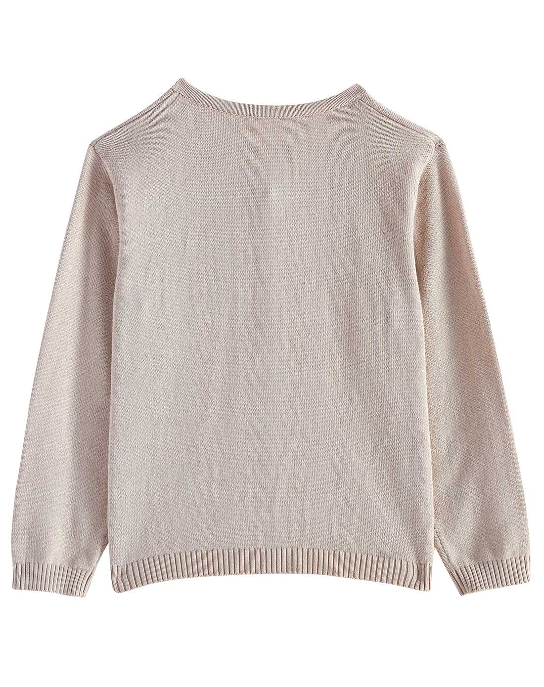 女童浅米灰烫片针织衫