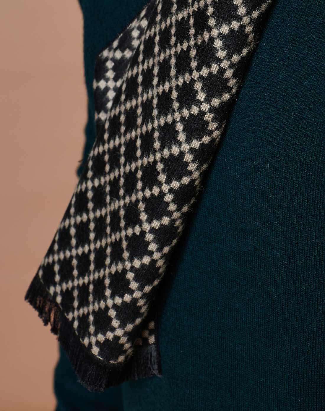 啡色花形大气格纹丝质围巾