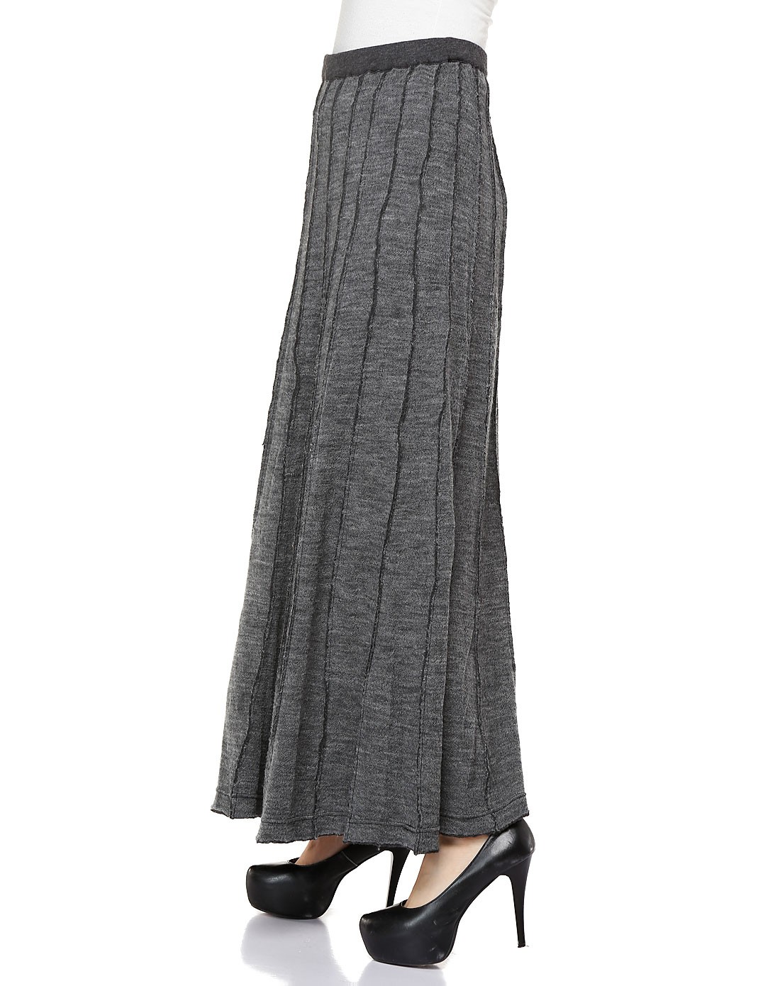 深灰色简约百搭长裙