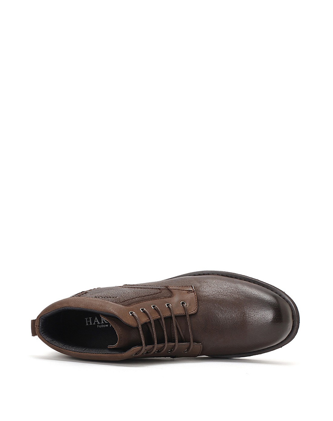 哈森harson男款咖啡色水牛皮单鞋