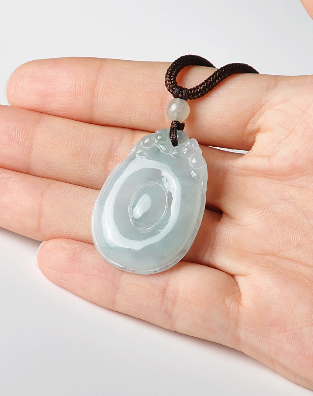 精工雕刻天然a货翡翠细腻冰油青福在眼前吊坠