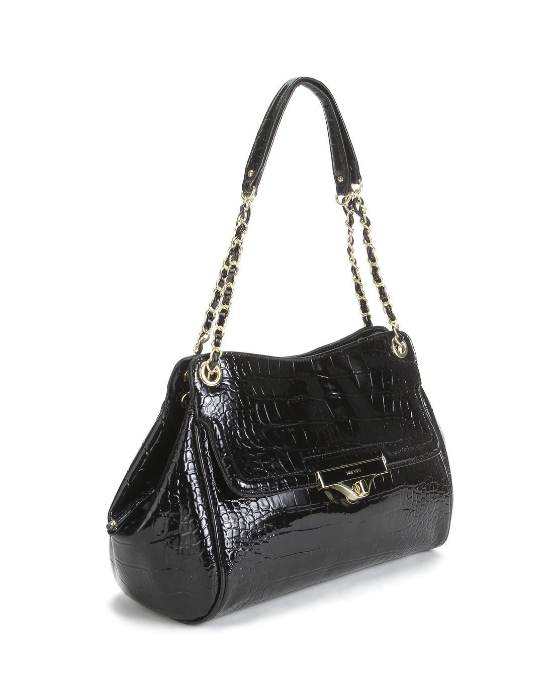 玖熙黑色优雅鳄鱼纹手拎包