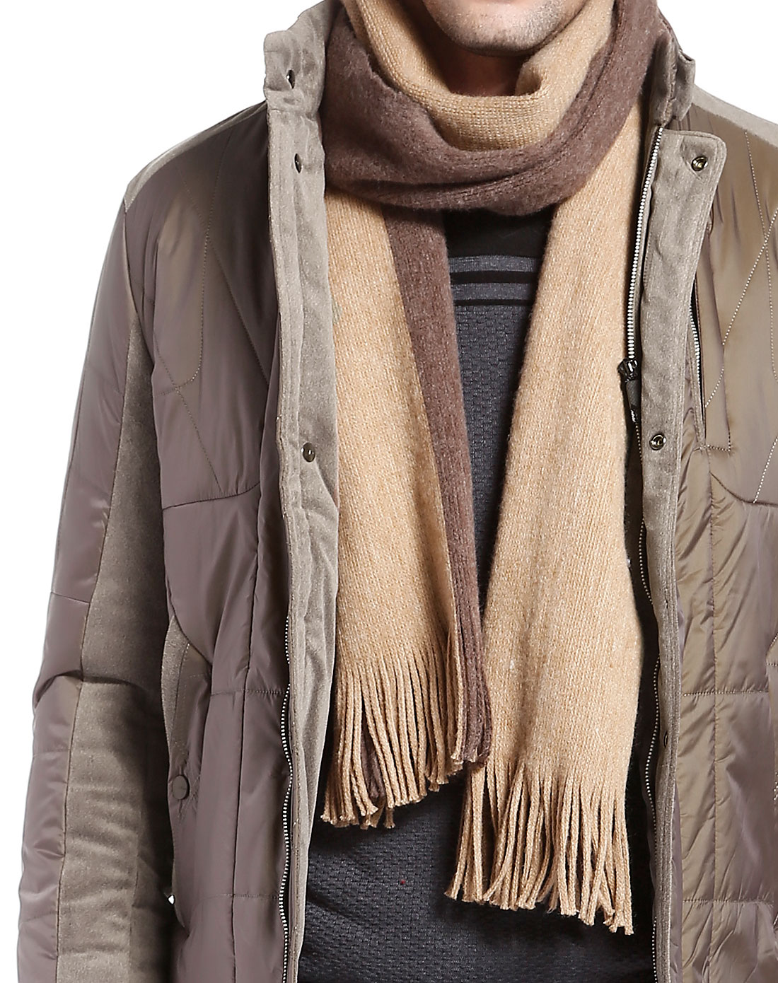 灰驼色百搭休闲舒适拉链长袖棉服