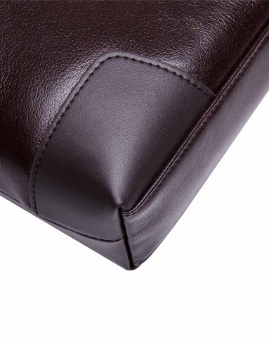 男款咖啡色(褐色)锐·风尚系列全粒面牛皮休闲斜挎包