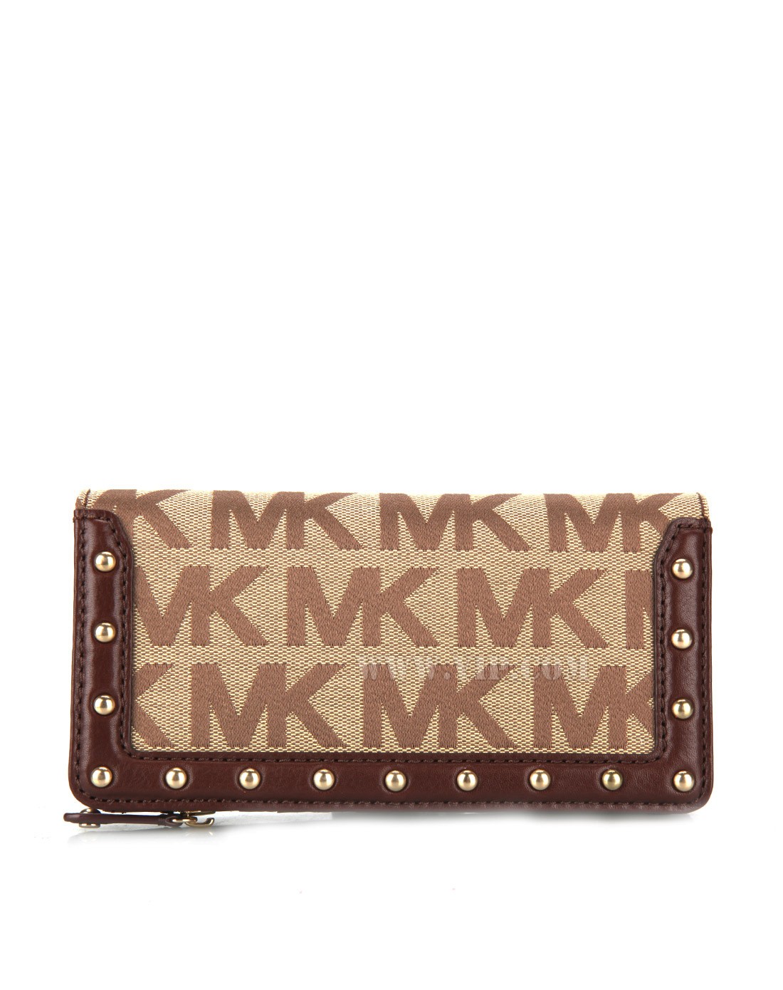 michael kors女士经典标志帆布配铆钉长款钱包35h8bvle1j bg eb mocha