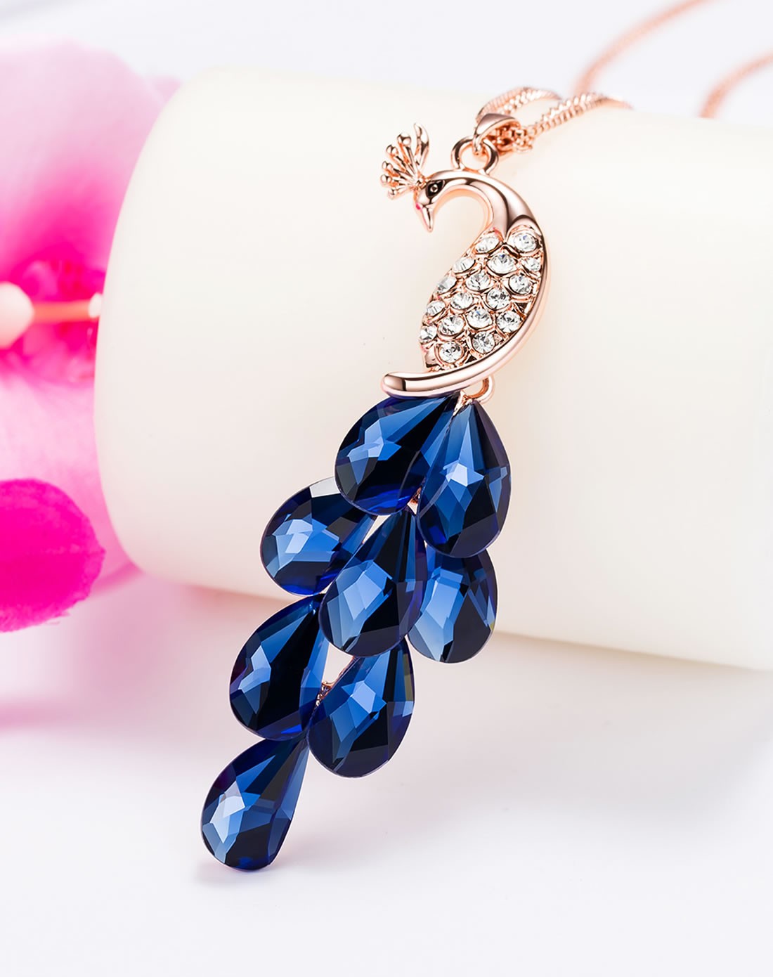 新特卖 威妮华viennois饰品专场-日韩优雅时尚孔雀翎长链毛衣链