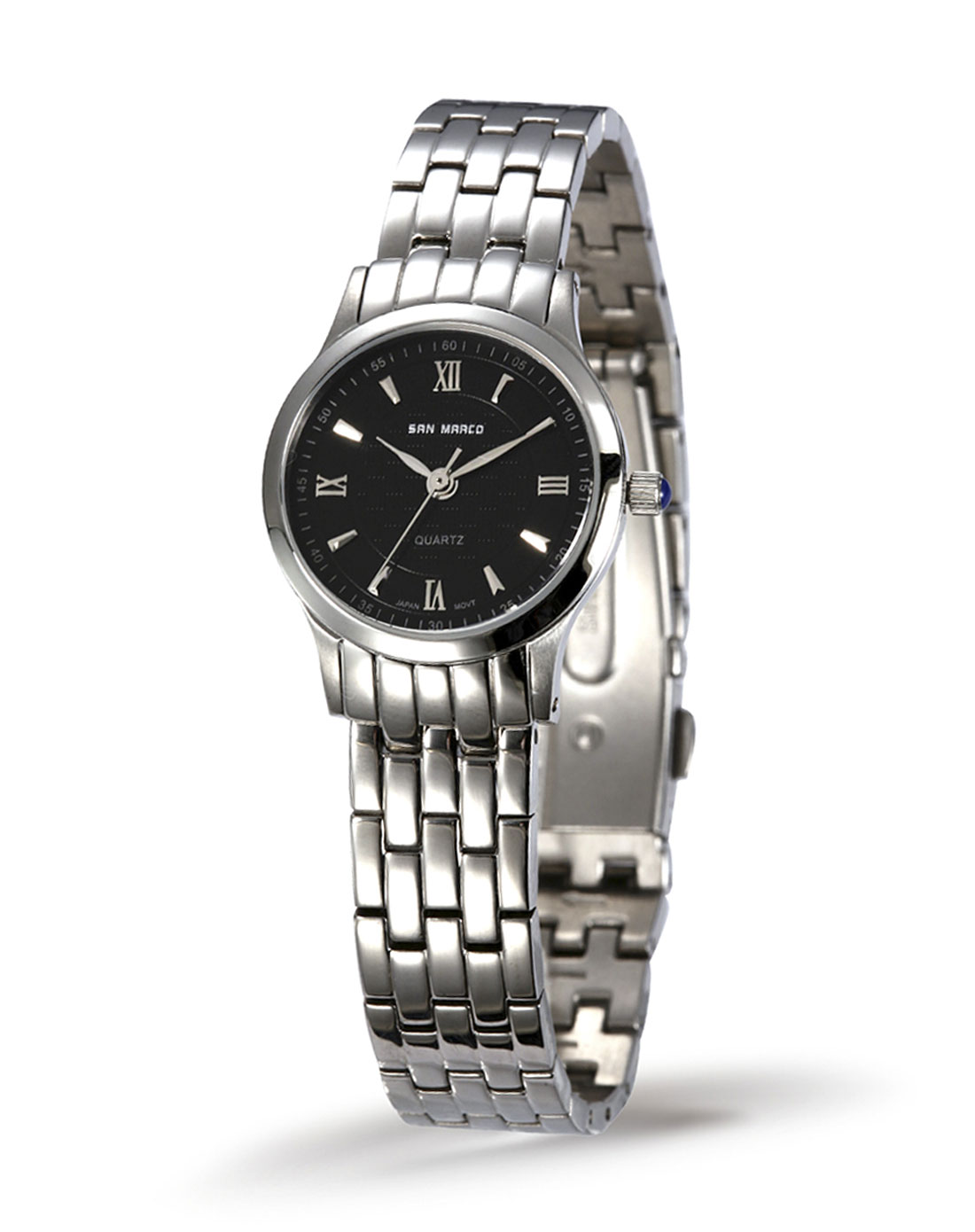 圣马可s.marco手表专场-女款黑盘全钢简约纤薄石英表