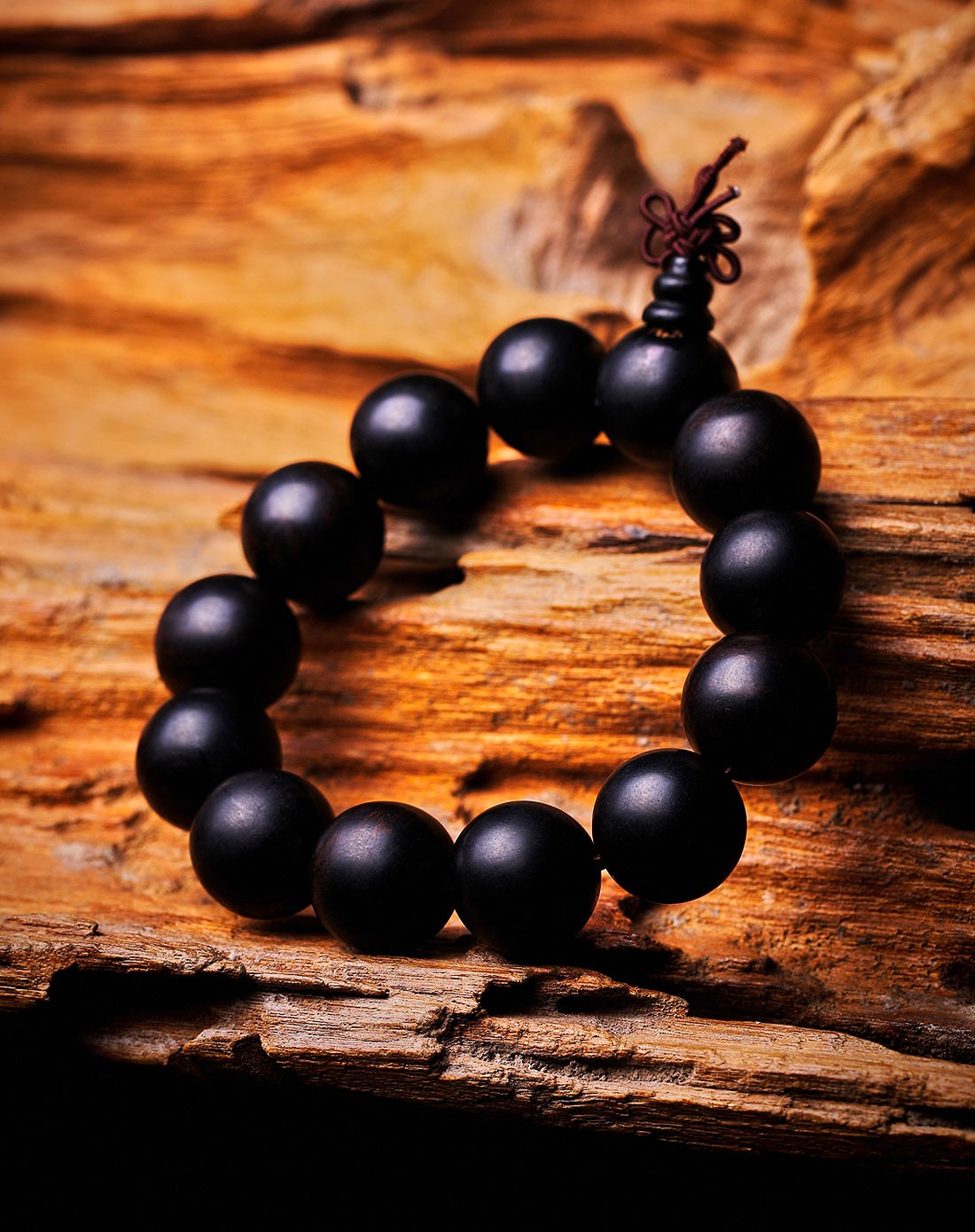 印尼.热带雨林70年老料开采手工串制黑檀手串18mm