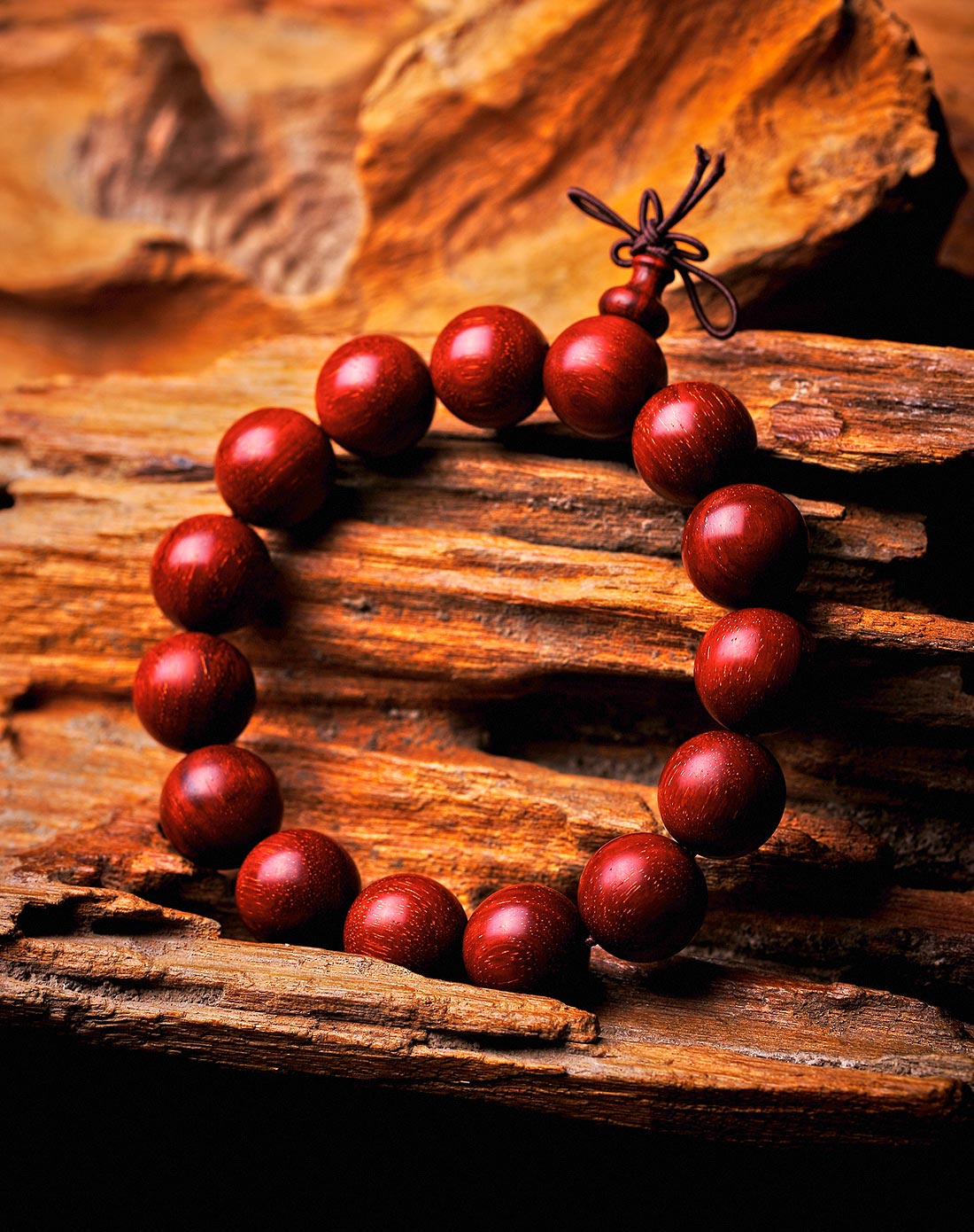 印度.迈索尔邦山区野生稀有老料小叶紫檀满金星手串 15mm