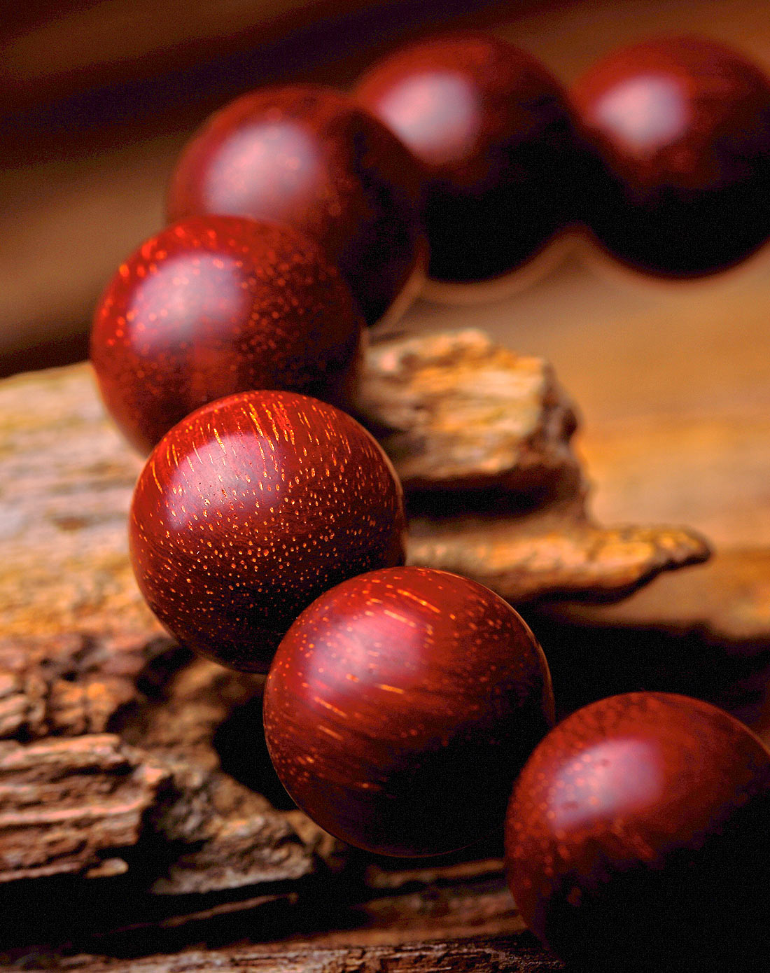 印度.迈索尔邦山区野生稀有老料小叶紫檀满金星手串 15mm