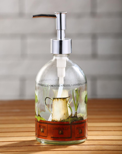 印花玻璃按压式洗手液/乳液瓶500ml