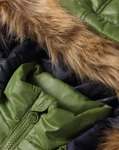 男童苔绿加厚中长款羽绒服