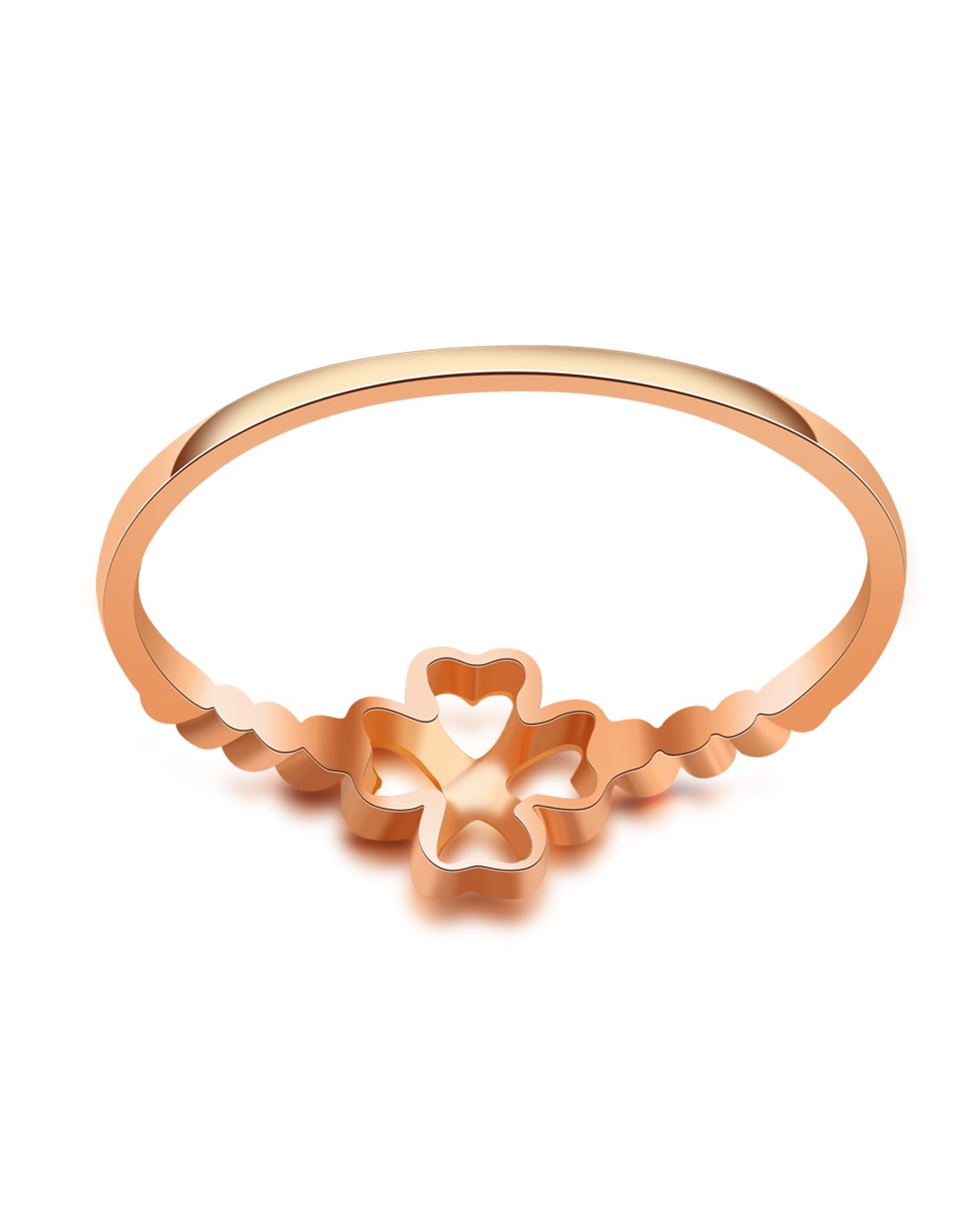 g18k彩金戒指红黄白四叶草