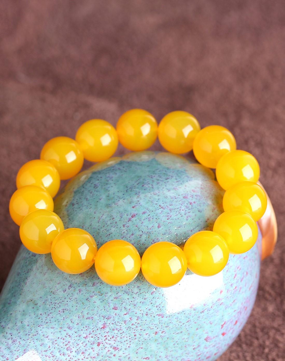 3a级巴西天然黄玛瑙圆珠手链附证书