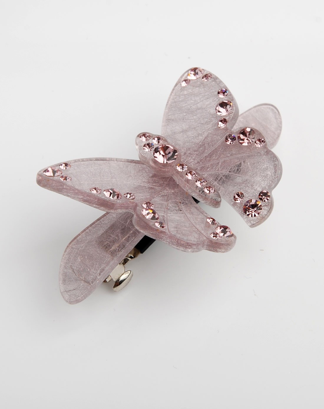 雅蝶 水晶蝴蝶小号发夹顶夹 浅紫